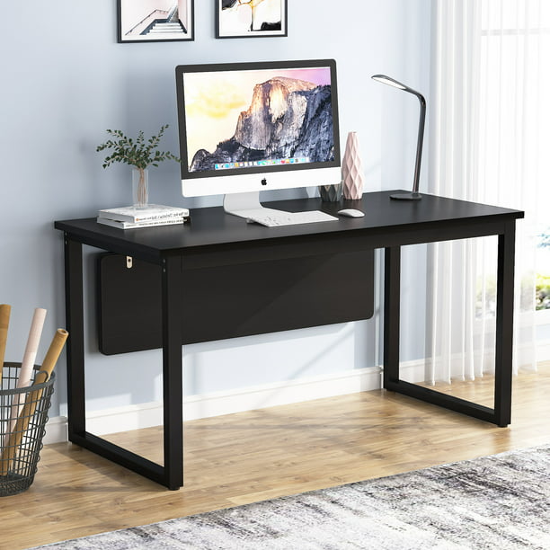 SogesPower 55 inches Small Desk Writing Study Worksation for Home Office Computer Desk Activity Table Black